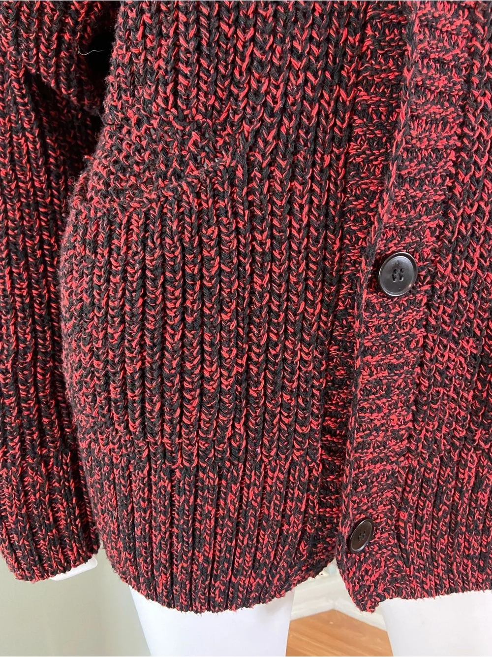 Zara Chunky Marled Space Dyed Red-Black Cardigan Sweater Oversized Medium M - Picture 5 of 10